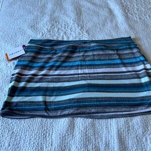 Soybu Teal and Gray Striped Mini Skirt